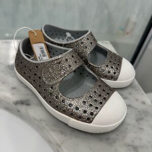 Native Kids Sparkle Mary Jane Sneakers - Silver and White